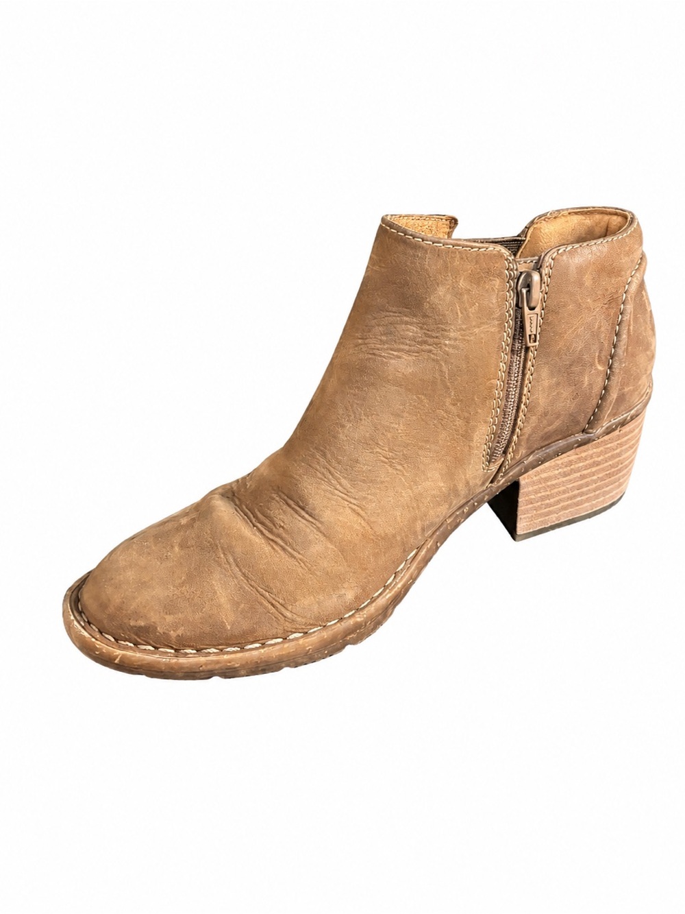 Clarks Kastela Lo Chelsea Ankle Boots Women’s 6.5 Distressed Tan Leather Booties - Picture 3 of 7